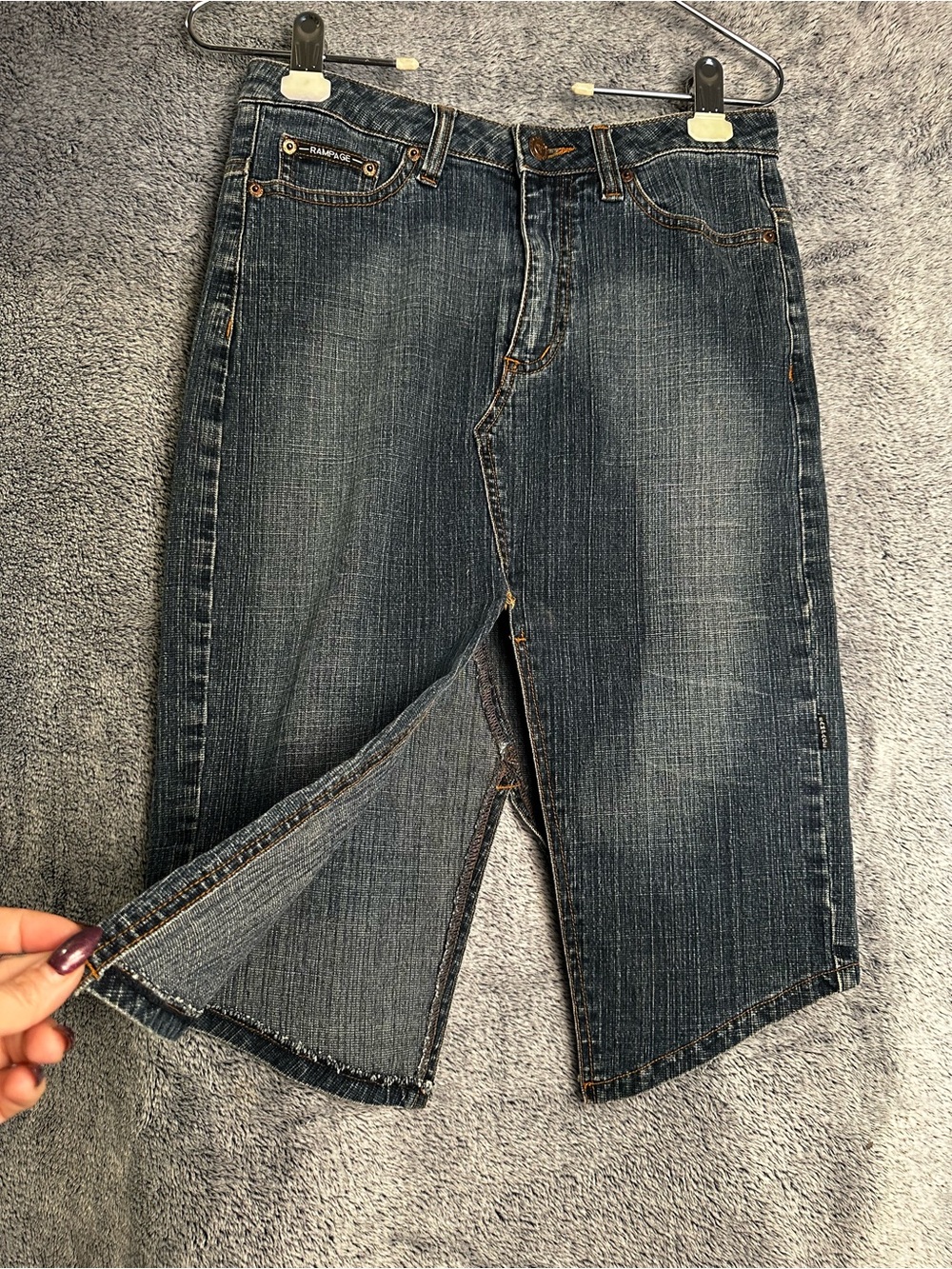 Rampage Dark Blue Denim Midi Skirt with Front Slit